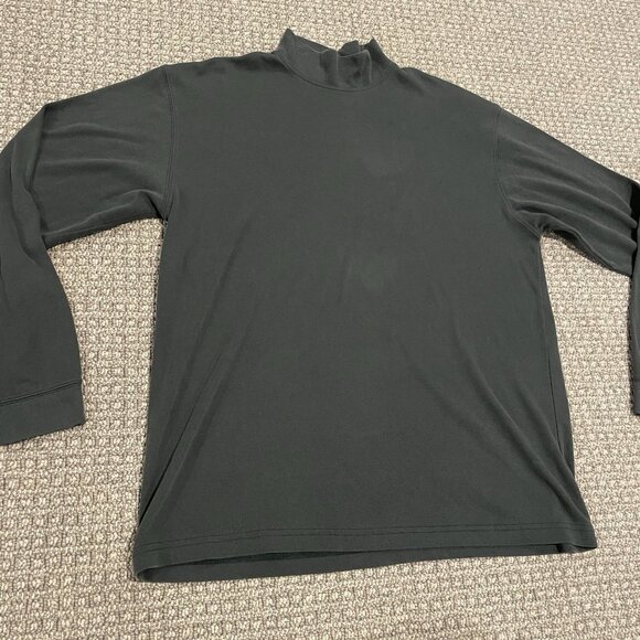 LL Bean Shirt Mens Sz Large Mock Neck Long Sleeve Olive Green 0KW38 - Picture 1 of 6
